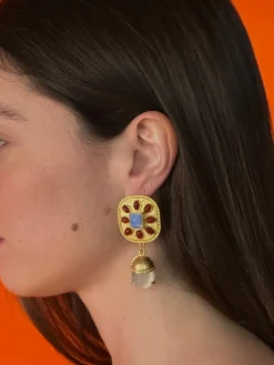 Susmie's Alegrías Earrings< Golden | Stone