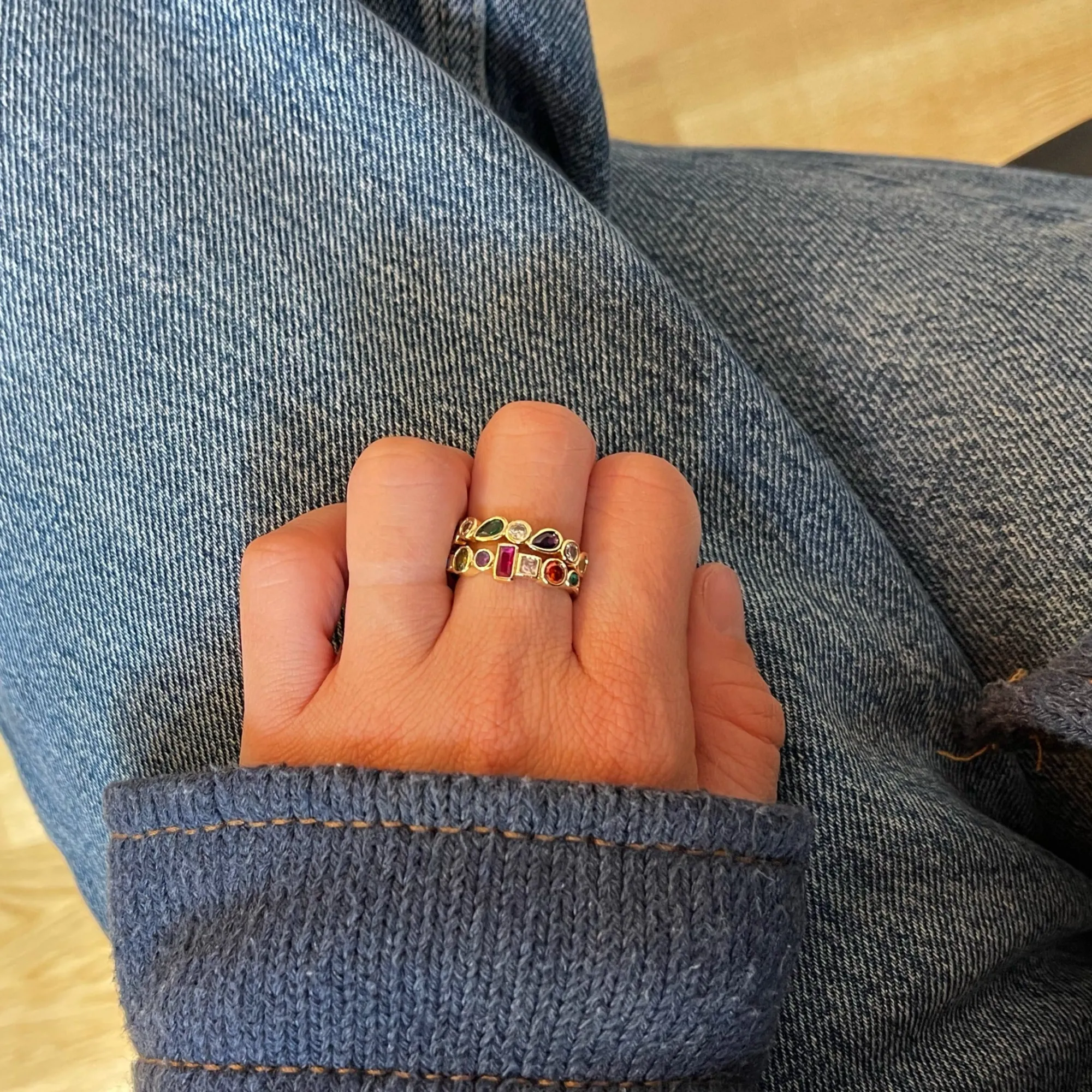 Susmie's Anastacia Geometric Ring< Stone | Golden