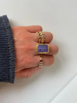 Susmie's Anastacia Geometric Ring< Stone | Golden
