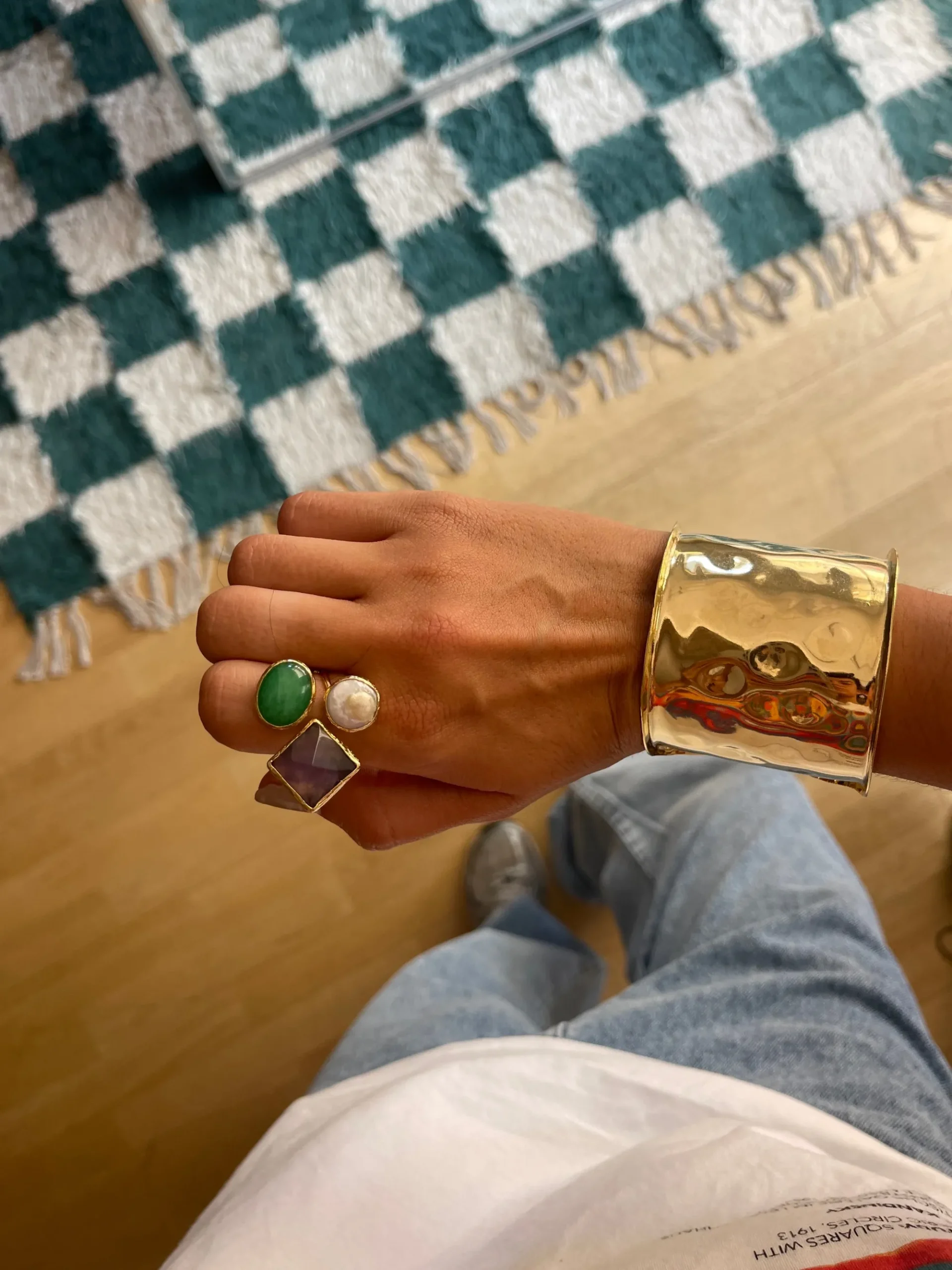 Susmie's Avant-garde Green Ring< Stone | Golden