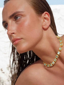 Susmie's Corazón Roto Light Blue Necklace< Stone | Golden