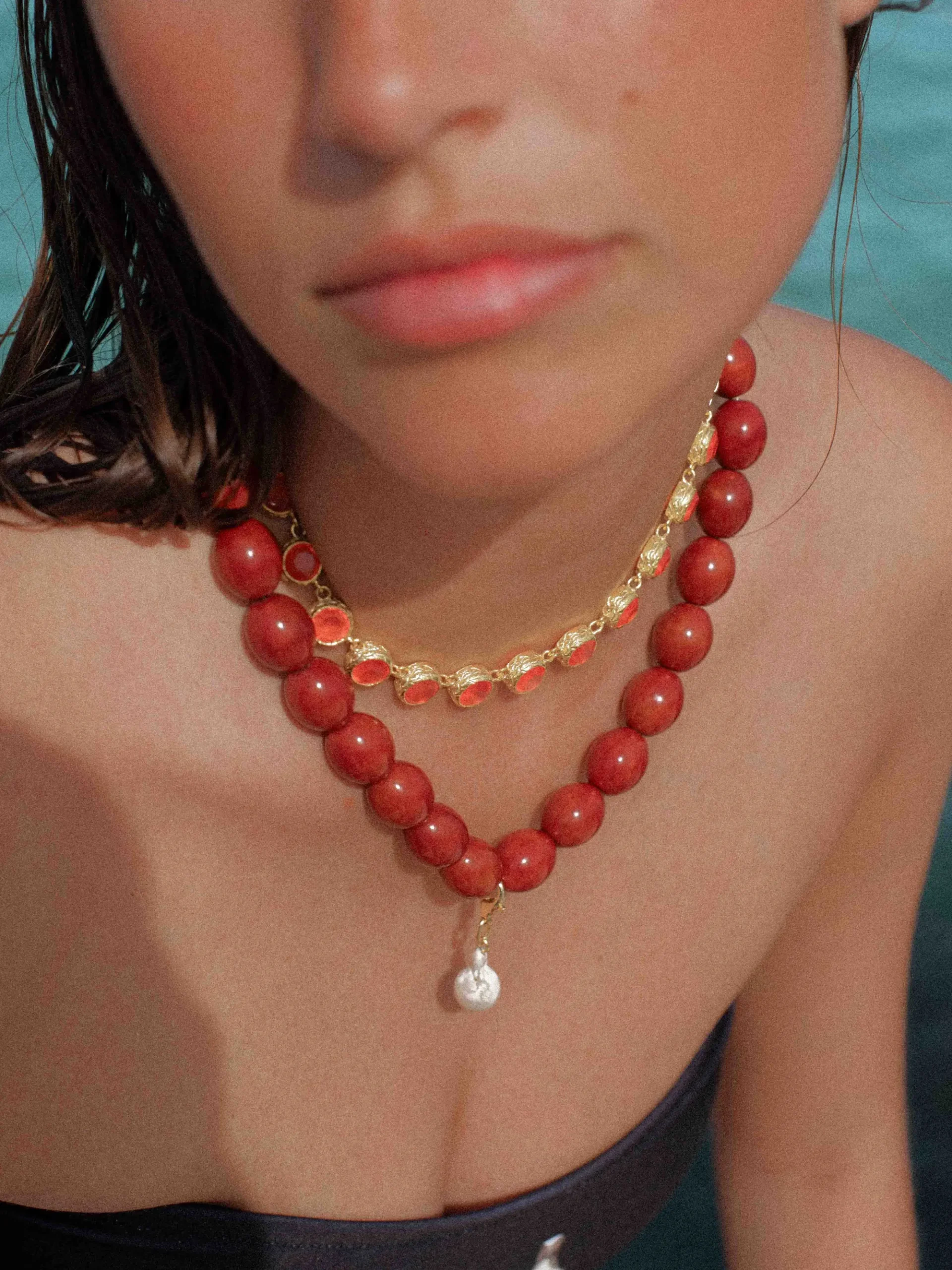 Susmie's Corazón Roto Red Necklace< Stone | Golden