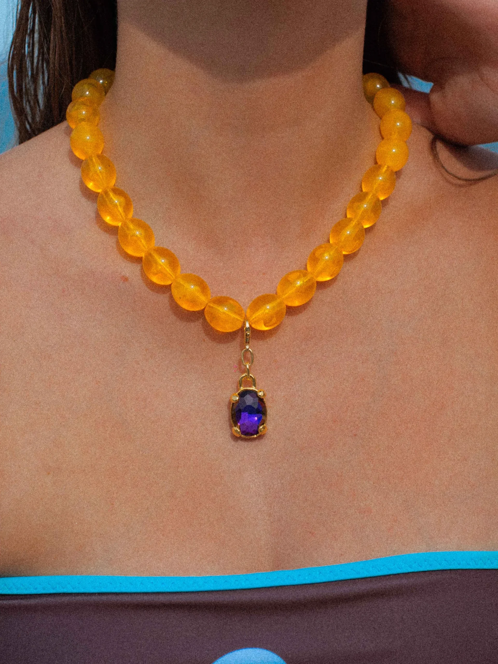 Susmie's Purple Diamond Charm Gold< Mixed Necklaces | Golden